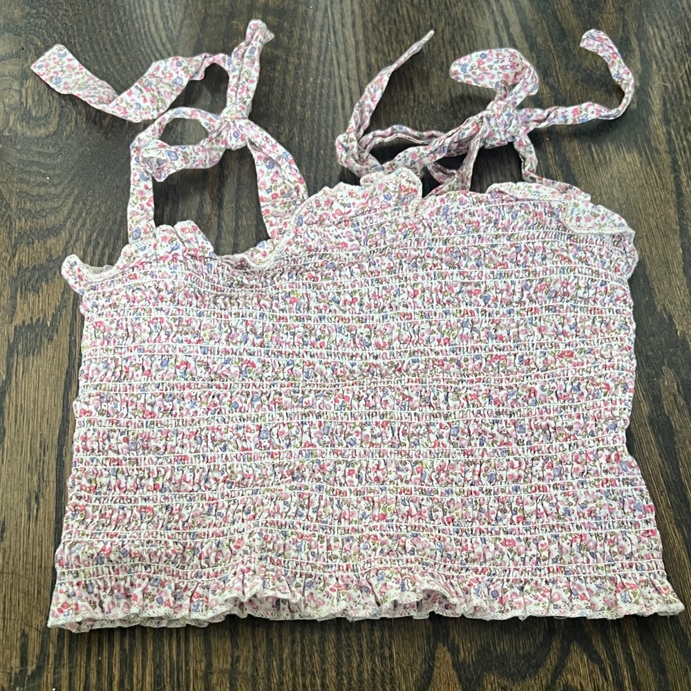 Katie J NYC Multicolor Floral Smocked Crop Top